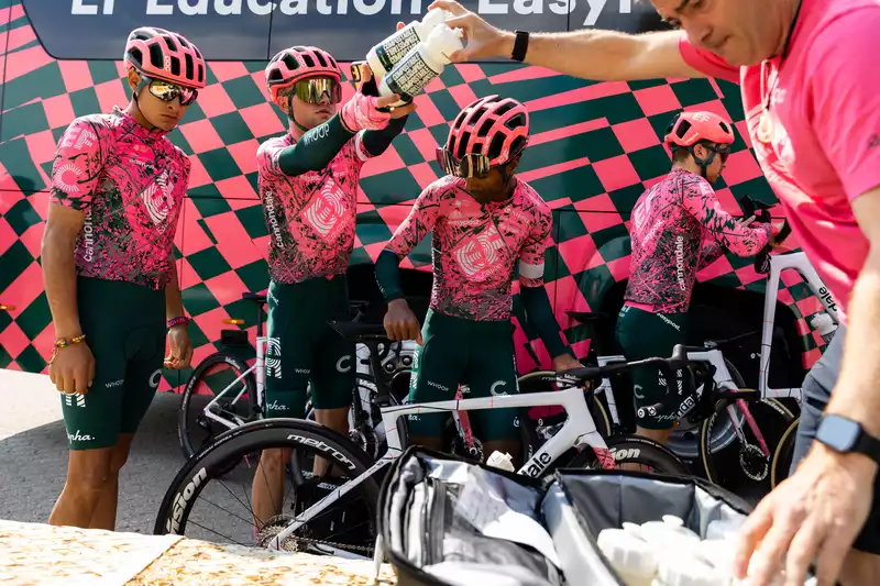 Compostable bottles used by EF Education-EasyPost athletes at the Giro d'Italia