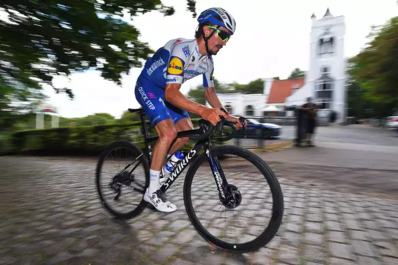 Julien Alaphilippe competes in the Criterium du Dauphiné before the Tour de France