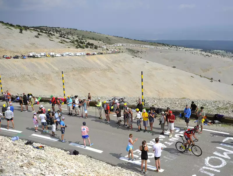 Balde, Aru, Lopez, and Porte challenge Denivelle of Mont Ventoux.