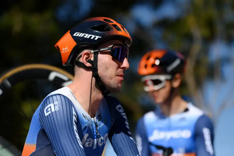 Simon Yates, Dylan Grunewegen and Michael Matthews cover the Tour de France base.