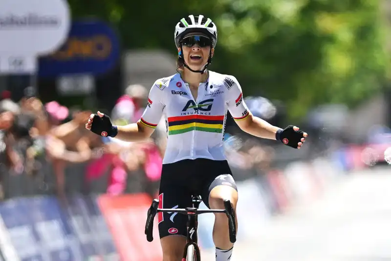 Today we proved what is possible" - Kim Lecourt goes all out to win the Giro d'Italia women's stage.