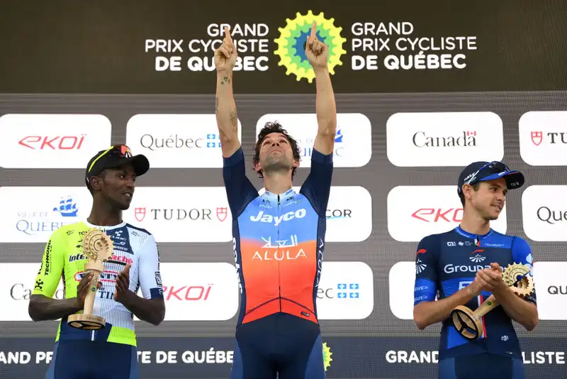 Michael Matthews dedicates his third Quebec GP win to his late grandmother.