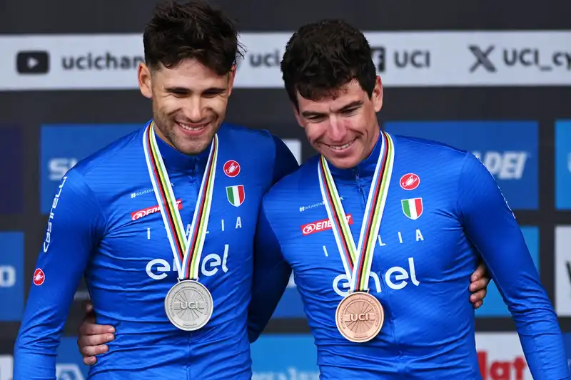 Lemko was better” - Gana and Affini on the World Championship time trial podium, contrasting emotions.